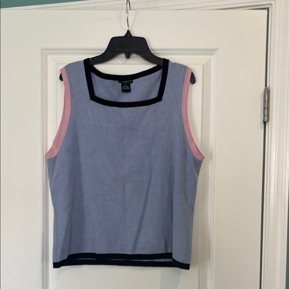 Women's Blue and Pink Sleeveless Top